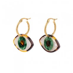 Boucles D'oreilles Oeil Vert - Coucou Suzette