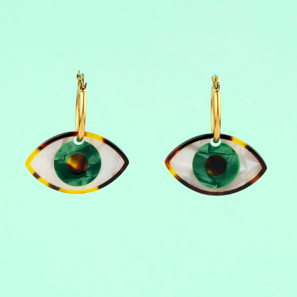 Boucles D'oreilles Oeil Vert - Coucou Suzette 3 Boucles D'oreilles Oeil Vert - Coucou Suzette – Image 3