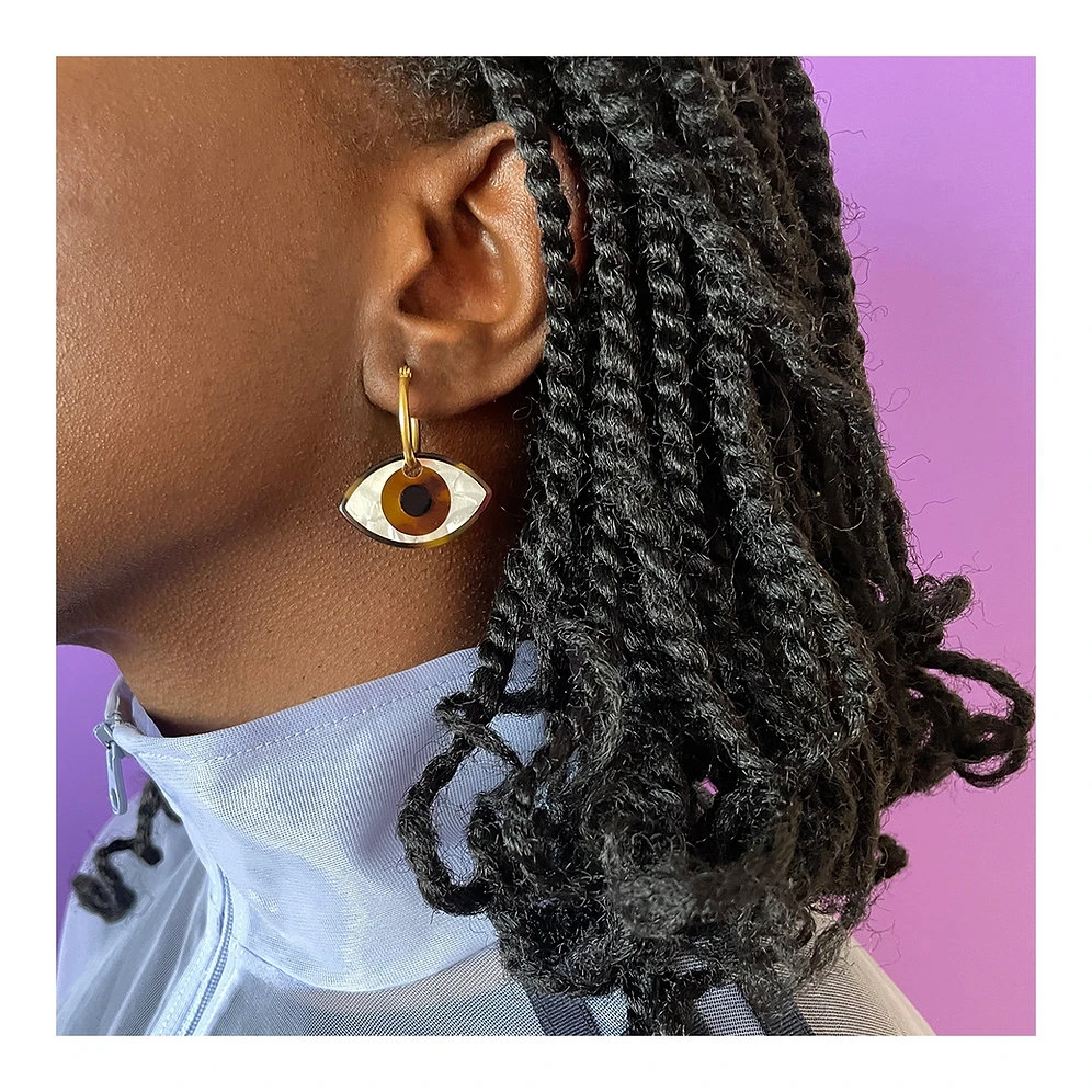 Boucles D'oreilles Oeil Marron - Coucou Suzette 2 Boucles D'oreilles Oeil Marron - Coucou Suzette – Image 2