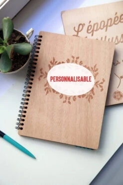 Carnet A5 Personnalisé - Couverture Bois - Découpe Laser